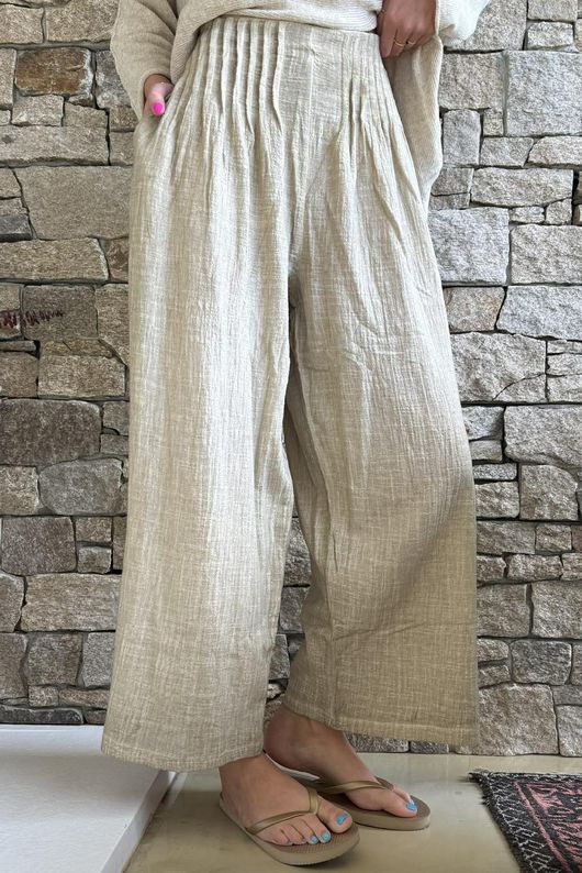 Loom & Thread Pin Tuck Pant Washed Oat /41=